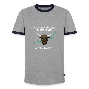 Mon plan de retraite? Acheter des actions - T-shirt contrasté Homme - gris/marine  - Devant - AI Model Female 172 light (172cm) & AI Model Male 178 light (178cm)