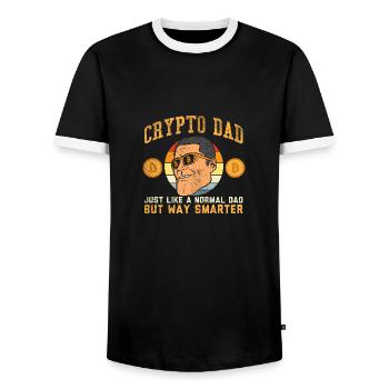 Cypto Dad - Männer Kontrast-T-Shirt - Schwarz/Weiß - Vorne - AI Model Female 172 light (172cm) & AI Model Male 178 light (178cm)
