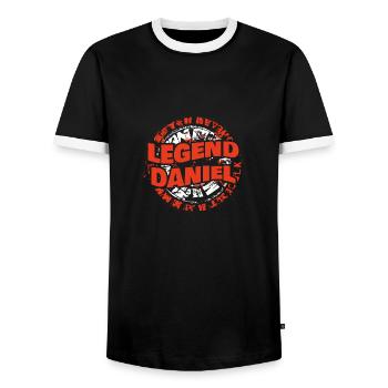 Daniel - Men's Ringer Shirt - black/white - Front - AI Model Female 172 light (172cm) & AI Model Male 178 light (178cm)