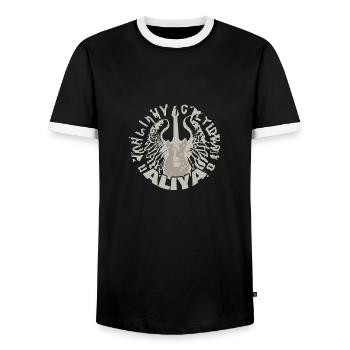 Aliya - Men's Ringer Shirt - black/white - Front - AI Model Female 172 light (172cm) & AI Model Male 178 light (178cm)