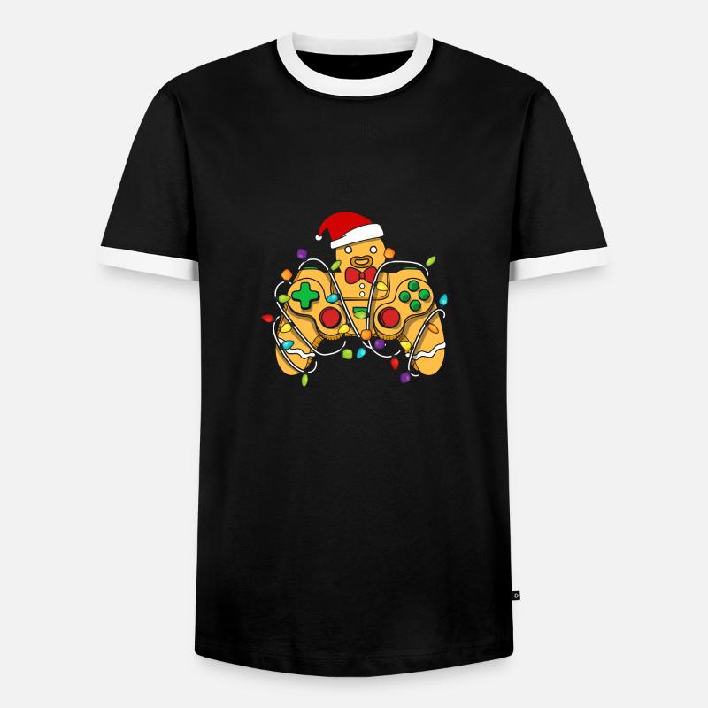 Christmas Gaming Controller Gingerbread - Männer Kontrast-T-Shirt - Schwarz/Weiß