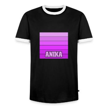 Gift for Anika - Men's Ringer Shirt - black/white - Front - AI Model Female 172 light (172cm) & AI Model Male 178 light (178cm)