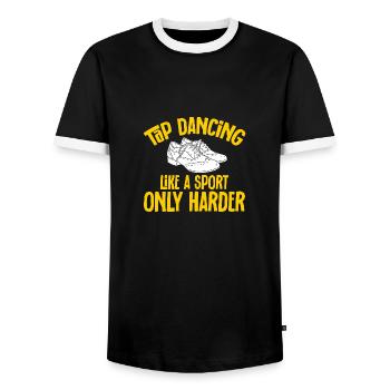 Professeur de claquettes Danseuse de claquettes Claquettes - T-shirt contrasté Homme - noir/blanc - Devant - AI Model Female 172 light (172cm) & AI Model Male 178 light (178cm)