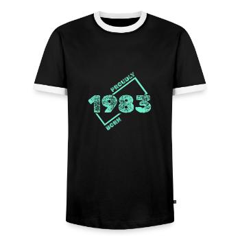 1983 - T-shirt contrasté Homme - noir/blanc - Devant - AI Model Female 172 light (172cm) & AI Model Male 178 light (178cm)