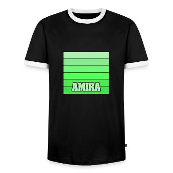 Amira als Tochter - Männer Kontrast-T-Shirt - Schwarz/Weiß - Vorne - AI Model Female 172 light (172cm) & AI Model Male 178 light (178cm)