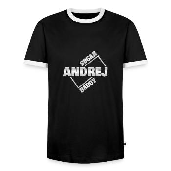 Sugar daddy Andrej - Men's Ringer Shirt - black/white - Front - AI Model Female 172 light (172cm) & AI Model Male 178 light (178cm)