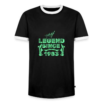 Légendes 1983 - T-shirt contrasté Homme - noir/blanc - Devant - AI Model Female 172 light (172cm) & AI Model Male 178 light (178cm)
