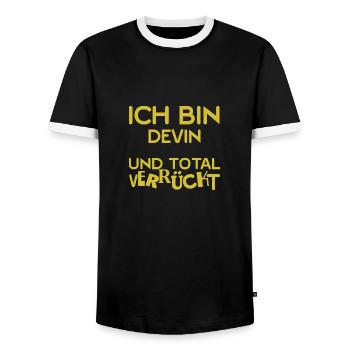 Vorname Devin - Männer Kontrast-T-Shirt - Schwarz/Weiß - Vorne - AI Model Female 172 light (172cm) & AI Model Male 178 light (178cm)