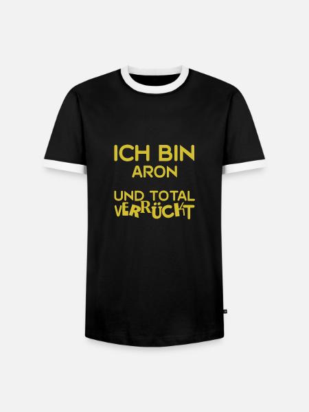 Verrückt Aron - Männer Kontrast-T-Shirt - Schwarz/Weiß
