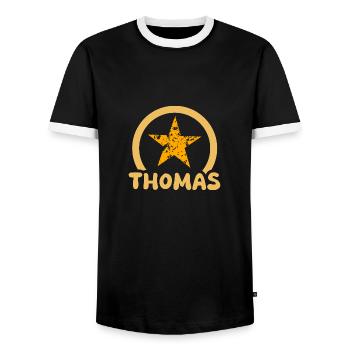 Thomas - T-shirt contrasté Homme - noir/blanc - Devant - AI Model Female 172 light (172cm) & AI Model Male 178 light (178cm)