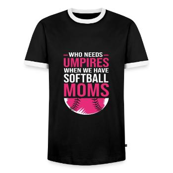 Softball Mom - Men's Ringer Shirt - black/white - Front - AI Model Female 172 light (172cm) & AI Model Male 178 light (178cm)