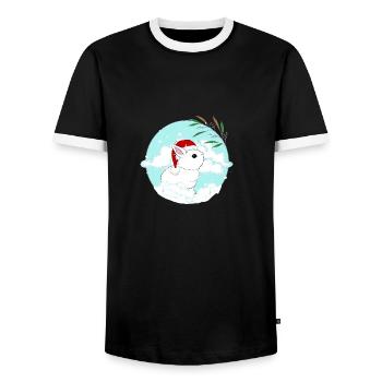 Sweet Christmas with Christmas cap Xmas Winte - Men's Ringer Shirt - black/white - Front - AI Model Female 172 light (172cm) & AI Model Male 178 light (178cm)