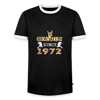 Rockin' Since 1972 Classic Rock 49th Birthday - Men's Ringer Shirt - black/white - Front - AI Model Female 172 light (172cm) & AI Model Male 178 light (178cm)