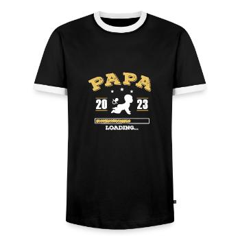 Papa 2023 Loading - Männer Kontrast-T-Shirt - Schwarz/Weiß - Vorne - AI Model Female 172 light (172cm) & AI Model Male 178 light (178cm)