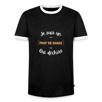 Je suis un prof de danse qui déchire - T-shirt contrasté Homme - noir/blanc - Devant - AI Model Female 172 light (172cm) & AI Model Male 178 light (178cm)