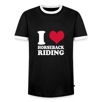 Reiten Reiterin Pferdemädchen I Love Horseback - Männer Kontrast-T-Shirt - Schwarz/Weiß - Vorne - AI Model Female 172 light (172cm) & AI Model Male 178 light (178cm)