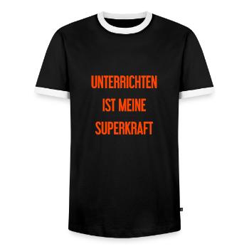 Unterrichten - Meine Superkraft! - Männer Kontrast-T-Shirt - Schwarz/Weiß - Vorne - AI Model Female 172 light (172cm) & AI Model Male 178 light (178cm)