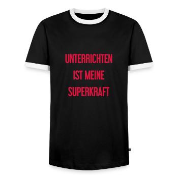 Unterrichten - Meine Superkraft! - Männer Kontrast-T-Shirt - Schwarz/Weiß - Vorne - AI Model Female 172 light (172cm) & AI Model Male 178 light (178cm)