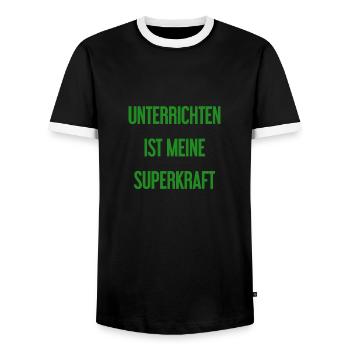 Unterrichten - Meine Superkraft! - Männer Kontrast-T-Shirt - Schwarz/Weiß - Vorne - AI Model Female 172 light (172cm) & AI Model Male 178 light (178cm)