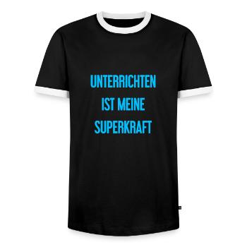 Unterrichten - Meine Superkraft! - Männer Kontrast-T-Shirt - Schwarz/Weiß - Vorne - AI Model Female 172 light (172cm) & AI Model Male 178 light (178cm)