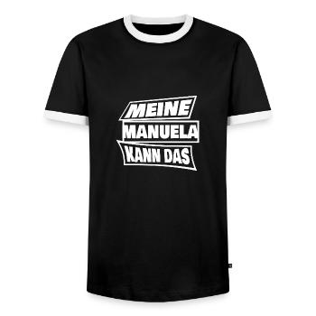 Spruch für Manuela Manuela Sprüche - Männer Kontrast-T-Shirt - Schwarz/Weiß - Vorne - AI Model Female 172 light (172cm) & AI Model Male 178 light (178cm)