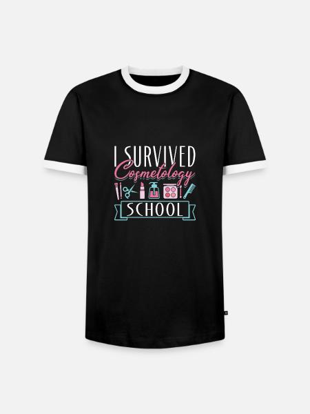Cosmetologist I Survived - Männer Kontrast-T-Shirt - Schwarz/Weiß
