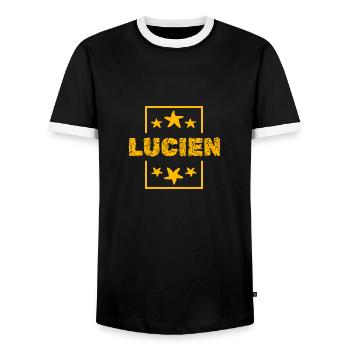 Lucien als Lucien - Männer Kontrast-T-Shirt - Schwarz/Weiß - Vorne - AI Model Female 172 light (172cm) & AI Model Male 178 light (178cm)