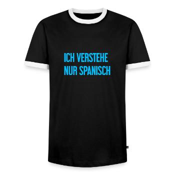 Ich verstehe nur Spanisch - Männer Kontrast-T-Shirt - Schwarz/Weiß - Vorne - AI Model Female 172 light (172cm) & AI Model Male 178 light (178cm)