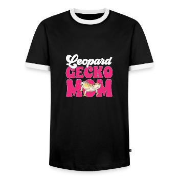 Leopard Gecko Reptile Pet Gecko - Men's Ringer Shirt - black/white - Front - AI Model Female 172 light (172cm) & AI Model Male 178 light (178cm)