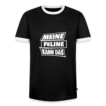 Félin - T-shirt contrasté Homme - noir/blanc - Devant - AI Model Female 172 light (172cm) & AI Model Male 178 light (178cm)