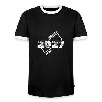 2027 - T-shirt contrasté Homme - noir/blanc - Devant - AI Model Female 172 light (172cm) & AI Model Male 178 light (178cm)