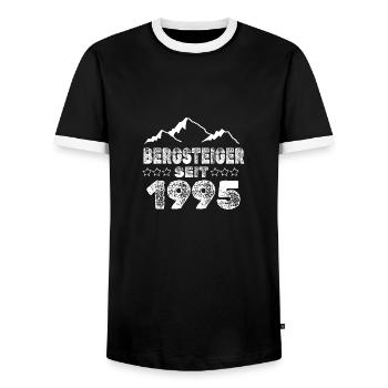 in 1995 - Men's Ringer Shirt - black/white - Front - AI Model Female 172 light (172cm) & AI Model Male 178 light (178cm)