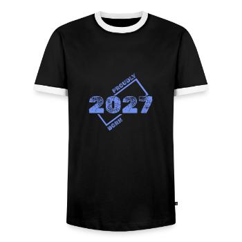 2027 - T-shirt contrasté Homme - noir/blanc - Devant - AI Model Female 172 light (172cm) & AI Model Male 178 light (178cm)