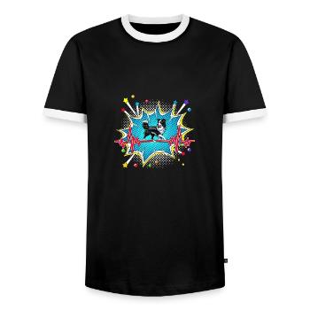 Grill Pop Art Comic Retro Herzschlag - Männer Kontrast-T-Shirt - Schwarz/Weiß - Vorne - AI Model Female 172 light (172cm) & AI Model Male 178 light (178cm)