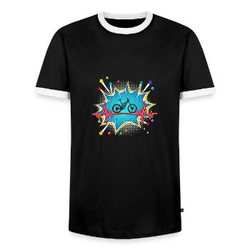 Pferd Pop Art Comic Retro Herzschlag - Männer Kontrast-T-Shirt - Schwarz/Weiß - Vorne - AI Model Female 172 light (172cm) & AI Model Male 178 light (178cm)