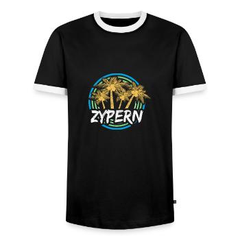 Zypern als Urlaub - Männer Kontrast-T-Shirt - Schwarz/Weiß - Vorne - AI Model Female 172 light (172cm) & AI Model Male 178 light (178cm)