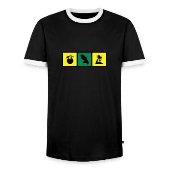 Martinique / 972 / Martiniquais / Martiniquaise - T-shirt contrasté Homme - noir/blanc - Devant - AI Model Female 172 light (172cm) & AI Model Male 178 light (178cm)