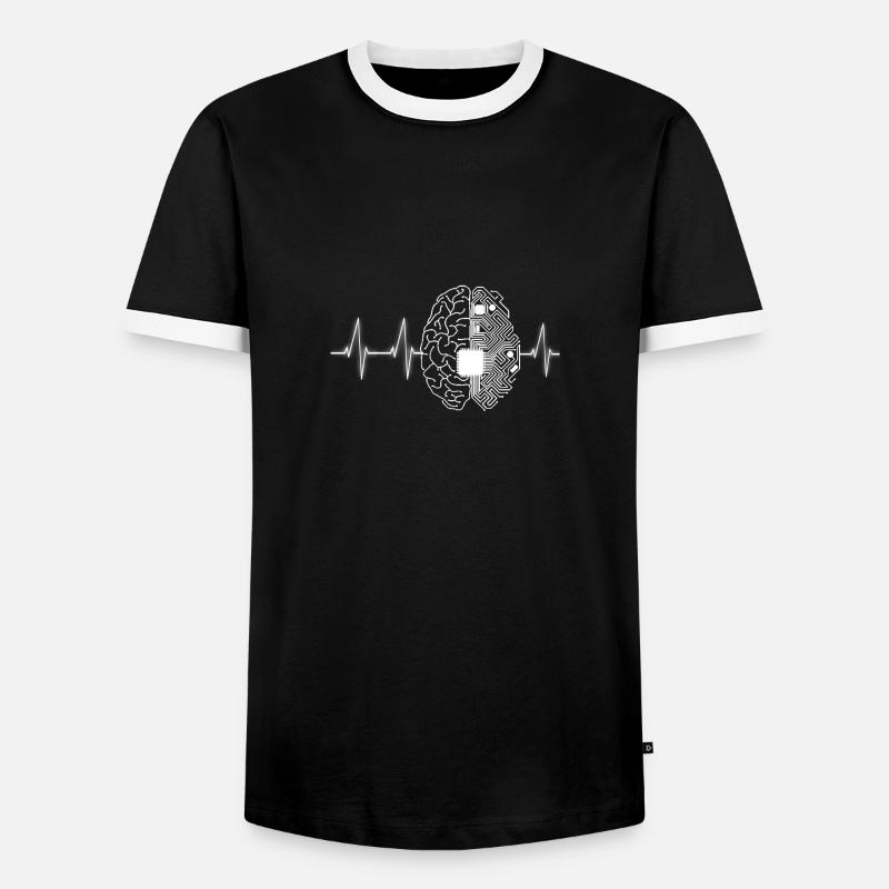 Programmierliebhaber Programmierer Heartbeat Design - Männer Kontrast-T-Shirt - Schwarz/Weiß