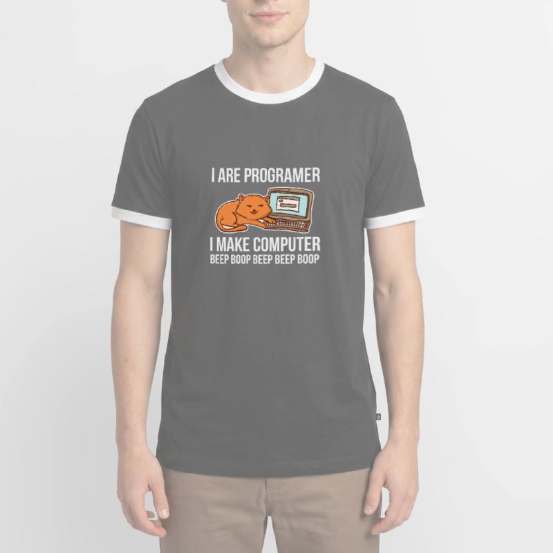 Programmeur-chat-humour pour coder et T-shirt contrasté Homme