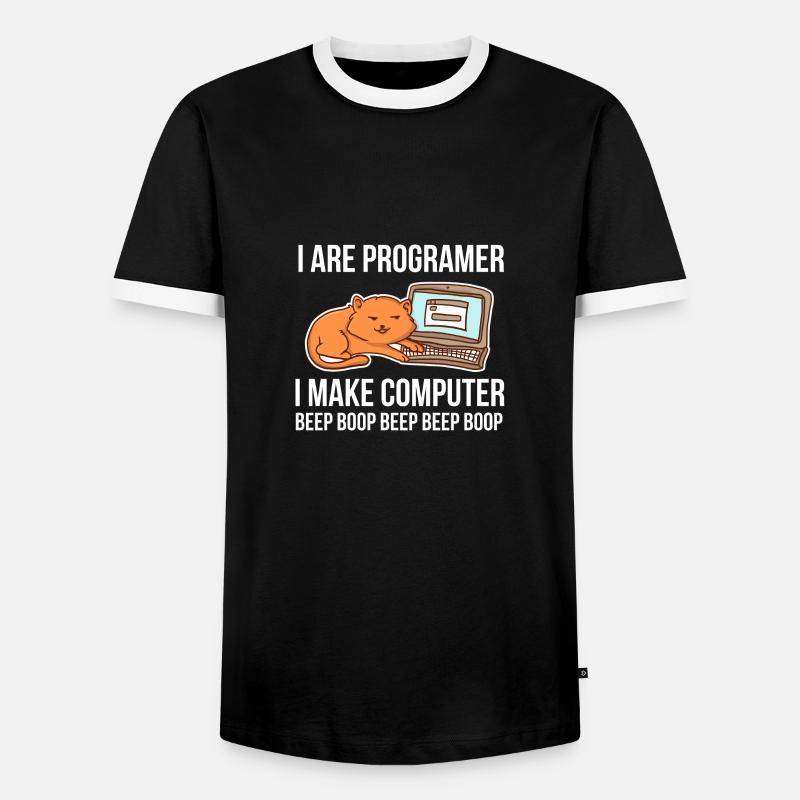 Programmeur-chat-humour pour coder et - T-shirt contrasté Homme - noir/blanc