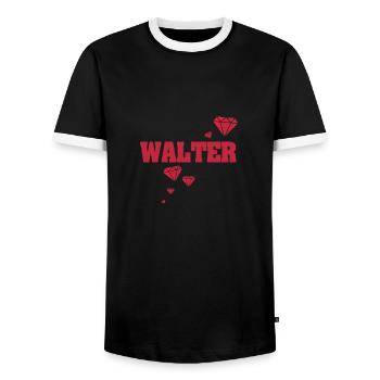 Geschenkidee Walter - Männer Kontrast-T-Shirt - Schwarz/Weiß - Vorne - AI Model Female 172 light (172cm) & AI Model Male 178 light (178cm)