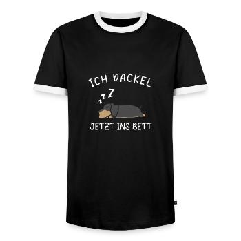 Ich Dackel Jetzt Ins Bett Schlafanzug Dackel - Männer Kontrast-T-Shirt - Schwarz/Weiß - Vorne - AI Model Female 172 light (172cm) & AI Model Male 178 light (178cm)