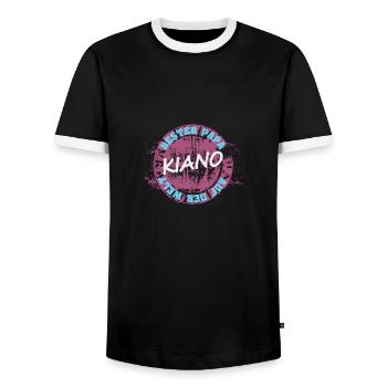 Geschenk für Kiano - Männer Kontrast-T-Shirt - Schwarz/Weiß - Vorne - AI Model Female 172 light (172cm) & AI Model Male 178 light (178cm)