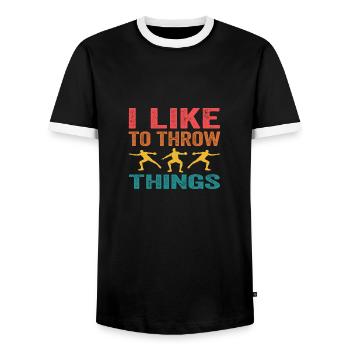 Diskus Athlete Vintage Retro Discus Werfer - Männer Kontrast-T-Shirt - Schwarz/Weiß - Vorne - AI Model Female 172 light (172cm) & AI Model Male 178 light (178cm)