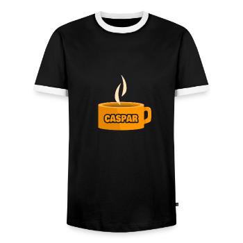 Cafe für Caspar Teetasse Tee - Männer Kontrast-T-Shirt - Schwarz/Weiß - Vorne - AI Model Female 172 light (172cm) & AI Model Male 178 light (178cm)