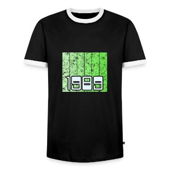 Green 1989 - Men's Ringer Shirt - black/white - Front - AI Model Female 172 light (172cm) & AI Model Male 178 light (178cm)
