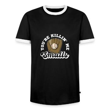 Baseball USA Handschuhe Catcher Pitcher - Männer Kontrast-T-Shirt - Schwarz/Weiß - Vorne - AI Model Female 172 light (172cm) & AI Model Male 178 light (178cm)