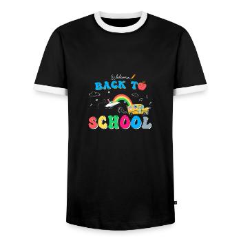 Willkommen zurück in der Schule Erster Schultag - Männer Kontrast-T-Shirt - Schwarz/Weiß - Vorne - AI Model Female 172 light (172cm) & AI Model Male 178 light (178cm)