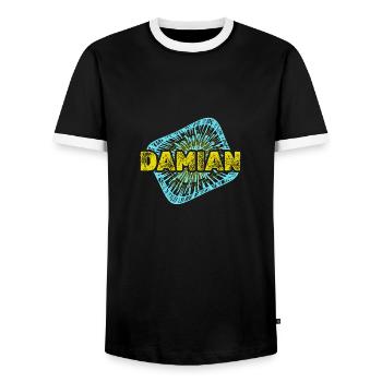 Cadeau pour Damian - T-shirt contrasté Homme - noir/blanc - Devant - AI Model Female 172 light (172cm) & AI Model Male 178 light (178cm)