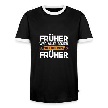 Lustig Früher war alles besser Ich bin von Früher - Männer Kontrast-T-Shirt - Schwarz/Weiß - Vorne - AI Model Female 172 light (172cm) & AI Model Male 178 light (178cm)